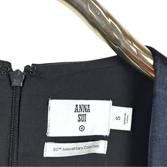 ANNA SUI x TARGET DROP WAIST INKY BLUE BLACK COQUETTE VELVET LACE SHIFT DRESS - Picture 11 of 14